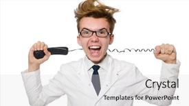  Presentation with funny - PPT theme having emergency call centre - funny doctor isolated on white background and a  colored foreground