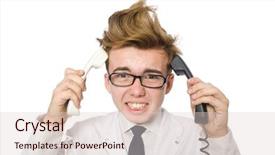  Presentation with funny - Cool new presentation with emergency call centre - funny doctor isolated on white backdrop and a  colored foreground