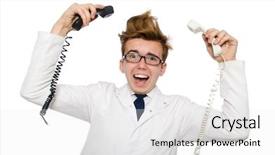 Presentation with funny - Audience pleasing theme consisting of emergency call centre - funny doctor isolated on white backdrop and a  colored foreground