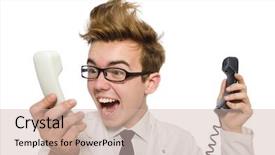  Presentation with funny - Presentation theme with emergency call centre - funny doctor isolated on white background and a  colored foreground