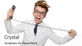  Presentation with funny - Theme having emergency call centre - funny doctor isolated on white background and a  colored foreground