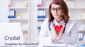  Presentation with heart medical - Amazing slides having emergency call centre - heart doctor in telemedicine medical backdrop and a  colored foreground