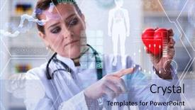  Presentation with cardiology concept - Theme consisting of emergency call centre - woman doctor in telemedicine cardiology background and a light blue colored foreground