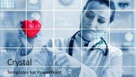  Presentation with cardiology concept - Beautiful theme featuring emergency call centre - woman doctor in telemedicine cardiology backdrop and a light blue colored foreground