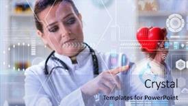  Presentation with cardiology concept - PPT layouts with emergency call centre - woman doctor in telemedicine cardiology background and a light blue colored foreground