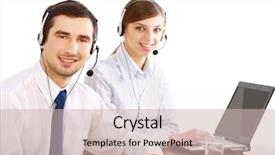  Presentation with call center - PPT layouts with call center isolated on white background and a  colored foreground