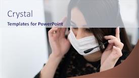  Presentation with call center - PPT theme with call-center-operator-in-medical background and a sky blue colored foreground