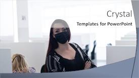  Presentation with call center - PPT theme enhanced with call-center-operator-in-medical background and a white colored foreground