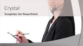  Presentation with call center - Slides consisting of call-center-operator-isolated background and a  colored foreground