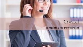  Presentation with call center - Audience pleasing presentation consisting of call-center-operator-working backdrop and a coral colored foreground