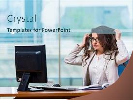 Call Center Operator Working PPT template 69 | CrystalGraphics