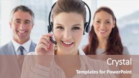  Presentation with work the word in your life - Theme featuring call center team - businesswoman wearing a work headset background and a coral colored foreground