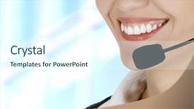  Presentation with call center - Theme featuring call center woman with headset background and a cool aqua colored foreground
