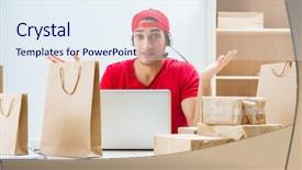  Presentation with distribution - Cool new presentation with call center worker at parcel backdrop and a  colored foreground