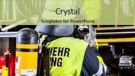  Presentation with fire fighter - Cool new presentation theme with call duty - fire fighter with breathing protection backdrop and a yellow colored foreground