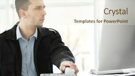  Presentation with security guard - Cool new slides with call duty - handsome security guard using telephone backdrop and a  colored foreground