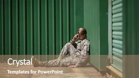  Presentation with call duty mobile - Amazing slides having call duty - military soldier talking on mobile backdrop and a coral colored foreground