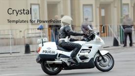  Presentation with motorbike - PPT theme consisting of call duty - motorbike police patrol background and a mint green colored foreground