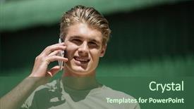  Presentation with boot camp - Audience pleasing PPT theme consisting of call duty - portrait of military soldier talking backdrop and a ocean colored foreground