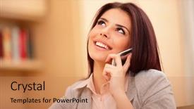  Presentation with plasma cell - Colorful PPT theme enhanced with call girl - beautiful business woman talking backdrop and a  colored foreground