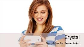  Presentation with teenage - Presentation theme enhanced with call girl - teenage woman using mobile phone background and a  colored foreground