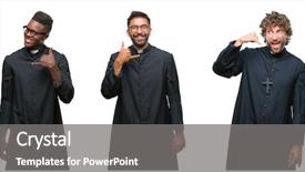 Presentation with christian - Amazing slides having call god - collage of christian priest men backdrop and a gray colored foreground