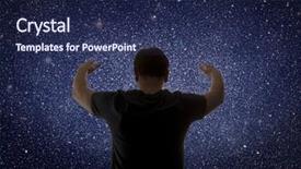  Presentation with universe - Presentation design consisting of call god - universe starry sky and silhouette background and a navy blue colored foreground