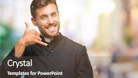  Presentation with christian - Colorful PPT theme enhanced with call god - young catholic christian priest man backdrop and a tawny brown colored foreground