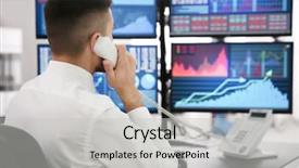  Presentation with trader - PPT theme enhanced with equity stocks - male stock trader working background and a light gray colored foreground