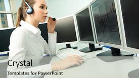  Presentation with photo display - Slides featuring operatorcomputer - photo of pretty consultant wearing background and a light gray colored foreground