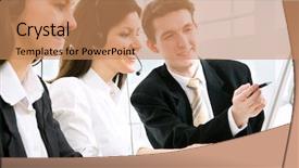  Presentation with telephone - Beautiful presentation theme featuring online help - telephone operators looking backdrop and a coral colored foreground