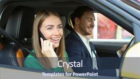  Presentation with taxi - Cool new PPT layouts with call routing - beautiful woman talking on phone backdrop and a tawny brown colored foreground