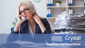  Presentation with busy - Beautiful presentation featuring call submission - busy businesswoman working in office backdrop and a teal colored foreground