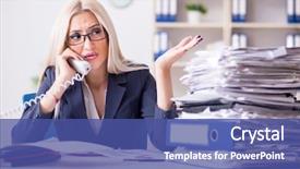  Presentation with busy - Cool new slides with call submission - busy businesswoman working in office backdrop and a  colored foreground
