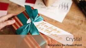  Presentation with birthday - Audience pleasing slides consisting of calligrapher-girl-working-on-birthday backdrop and a coral colored foreground