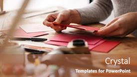  Presentation with valentines - Colorful theme enhanced with calligrapher-girl-working-on-valentines backdrop and a red colored foreground