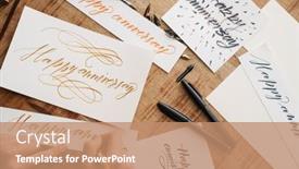  Presentation with writing - Slides with calligrapher-girl-writing-while-working background and a coral colored foreground