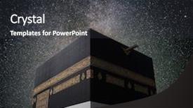  Presentation with kaaba - Audience pleasing slide deck consisting of calligraphy - kaaba in mecca with night backdrop and a dark gray colored foreground