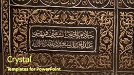  Presentation with arabic calligraphy - PPT theme enhanced with calligraphy alphabet - arabic script on the black background and a tawny brown colored foreground