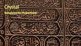  Presentation with arabic calligraphy - PPT theme featuring calligraphy alphabet - arabic script on the black background and a tawny brown colored foreground