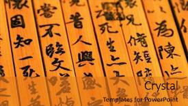  Presentation with chinese calligraphy - Presentation theme enhanced with calligraphy alphabet - chinese tradition bamboo book background and a gold colored foreground