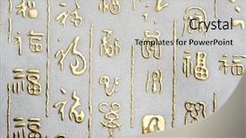  Presentation with chinese calligraphy - Cool new slide set with calligraphy alphabet - chinese words on fabric background backdrop and a light gray colored foreground