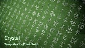  Presentation with calligraphy - Amazing PPT theme having calligraphy alphabet - oriental text background backdrop and a tawny brown colored foreground