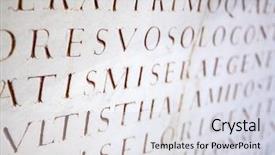  Presentation with christian - Audience pleasing theme consisting of calligraphy alphabet - pre-christian latin writing carved backdrop and a sky blue colored foreground