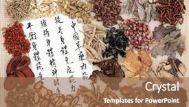  Presentation with chinese calligraphy - Amazing PPT layouts having maintain body and spirit health backdrop and a coral colored foreground