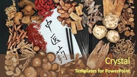  Presentation with chinese medicine acupuncture - Audience pleasing slide set consisting of chinese acupuncture needles and moxa backdrop and a tawny brown colored foreground