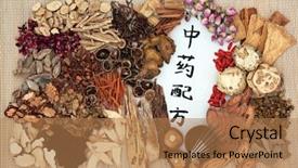  Presentation with chinese drug - Audience pleasing presentation theme consisting of chinese alternative herbal medicine backdrop and a coral colored foreground