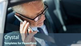  Presentation with mobile payment app business technology - Slide set enhanced with calling on smartphone and driving background and a ocean colored foreground