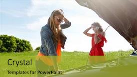  Presentation with road trip - PPT layouts enhanced with calling on smartphone to evacuation background and a gold colored foreground