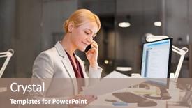  Presentation with technology - PPT layouts featuring calling on smartphone with papers background and a coral colored foreground